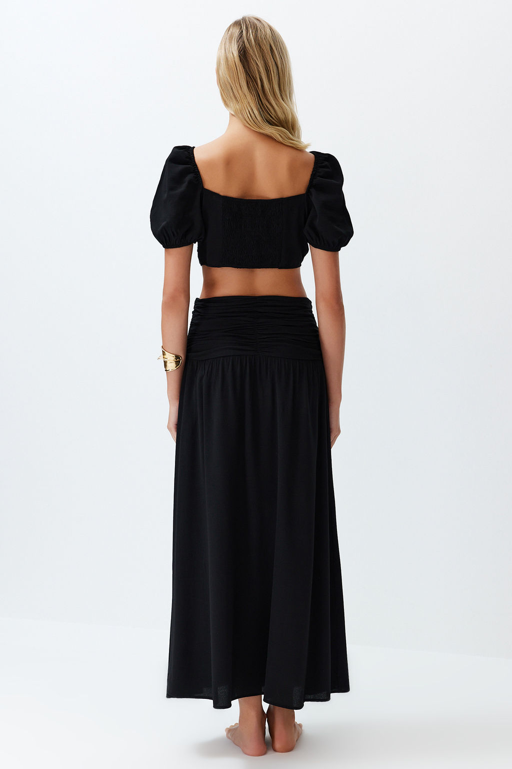 Siyah Dokuma Aksesuarl? Y?rtmacl? Bluz Etek Plaj Tak?m TBESS24AU00036 - Trendyolmilla фото 6