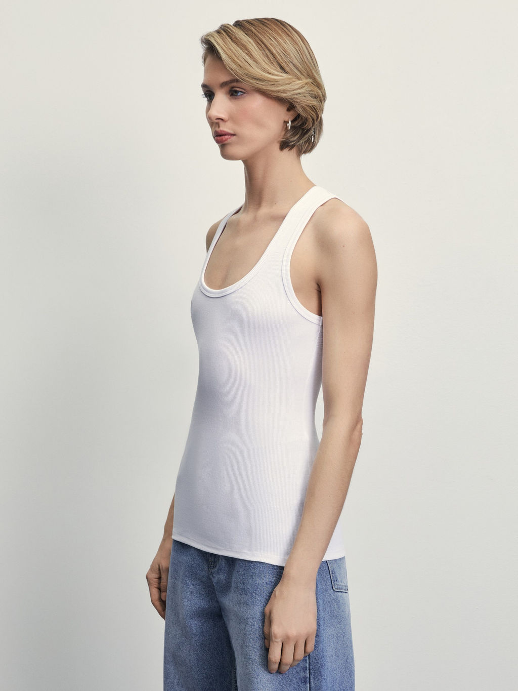 Базовая майка в рубчик / Zarina  фото 4