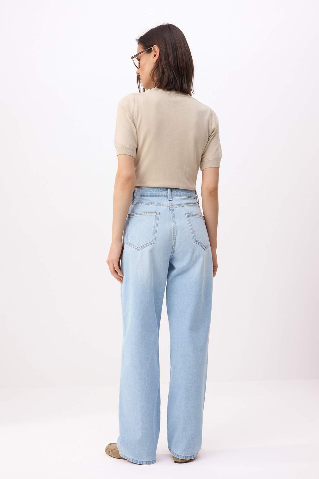 Koyu Mavi Yuksek Bel %100 Pamuk Baggy Jeans TWOSS26JE00205 - Trendyolmilla фото 10