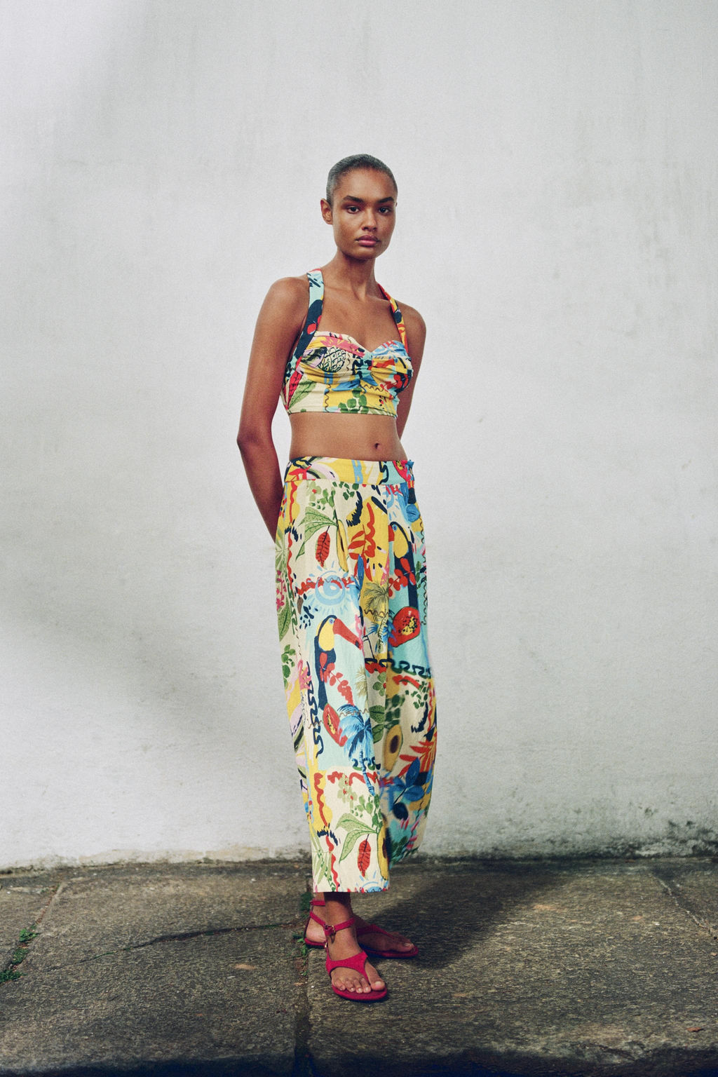 TROPICAL PRINT LAYERED MIDI SKIRT - Zara фото 2