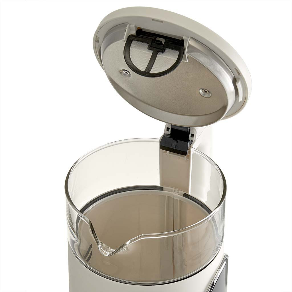 Чайник DELTA LUX DE-1025 корпус из термост. стекла и пластика, LCD дисплей, белый: 2200Вт, 1,7л