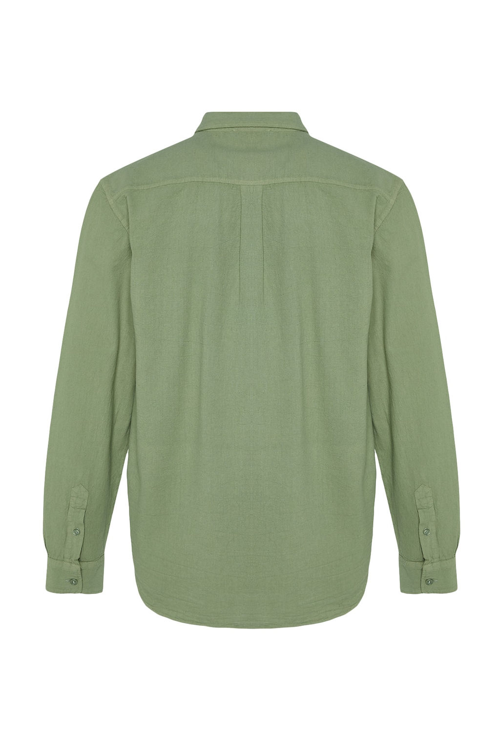 Haki Unisex Regular Fit %100 Pamuklu Keten Gorunumlu Fit Gomlek TMNSS23GO00099