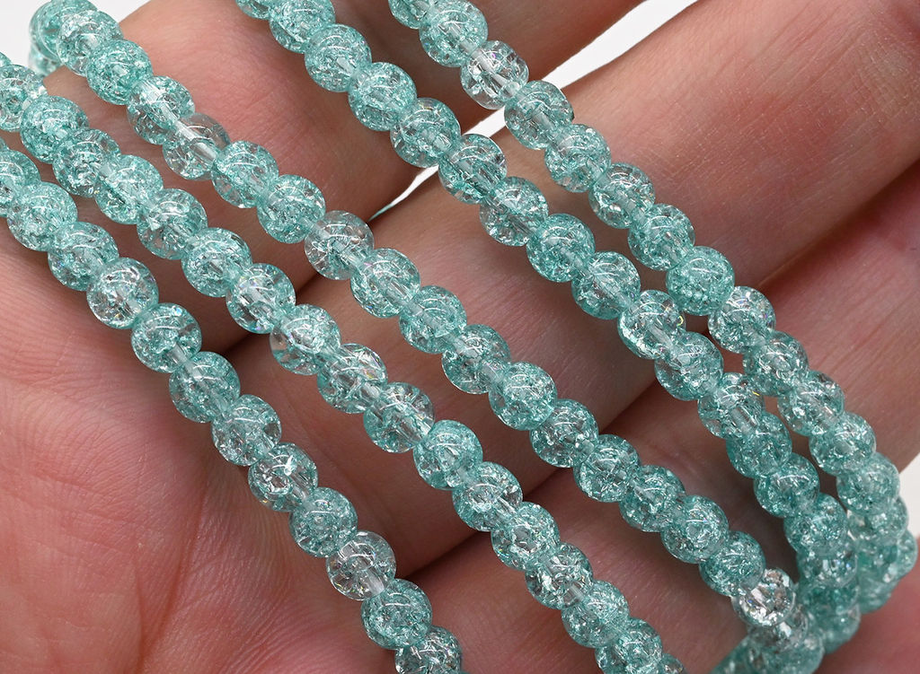 Браслет из сахарного кварца шарик 4мм цв.мятный, 17см