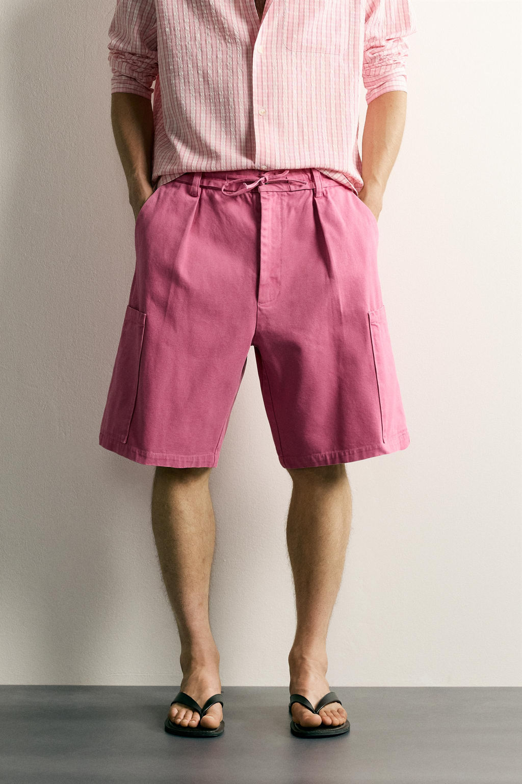 BERMUDA CARGO LAVADA RELAXED FIT / Magenta - Zara фото 2