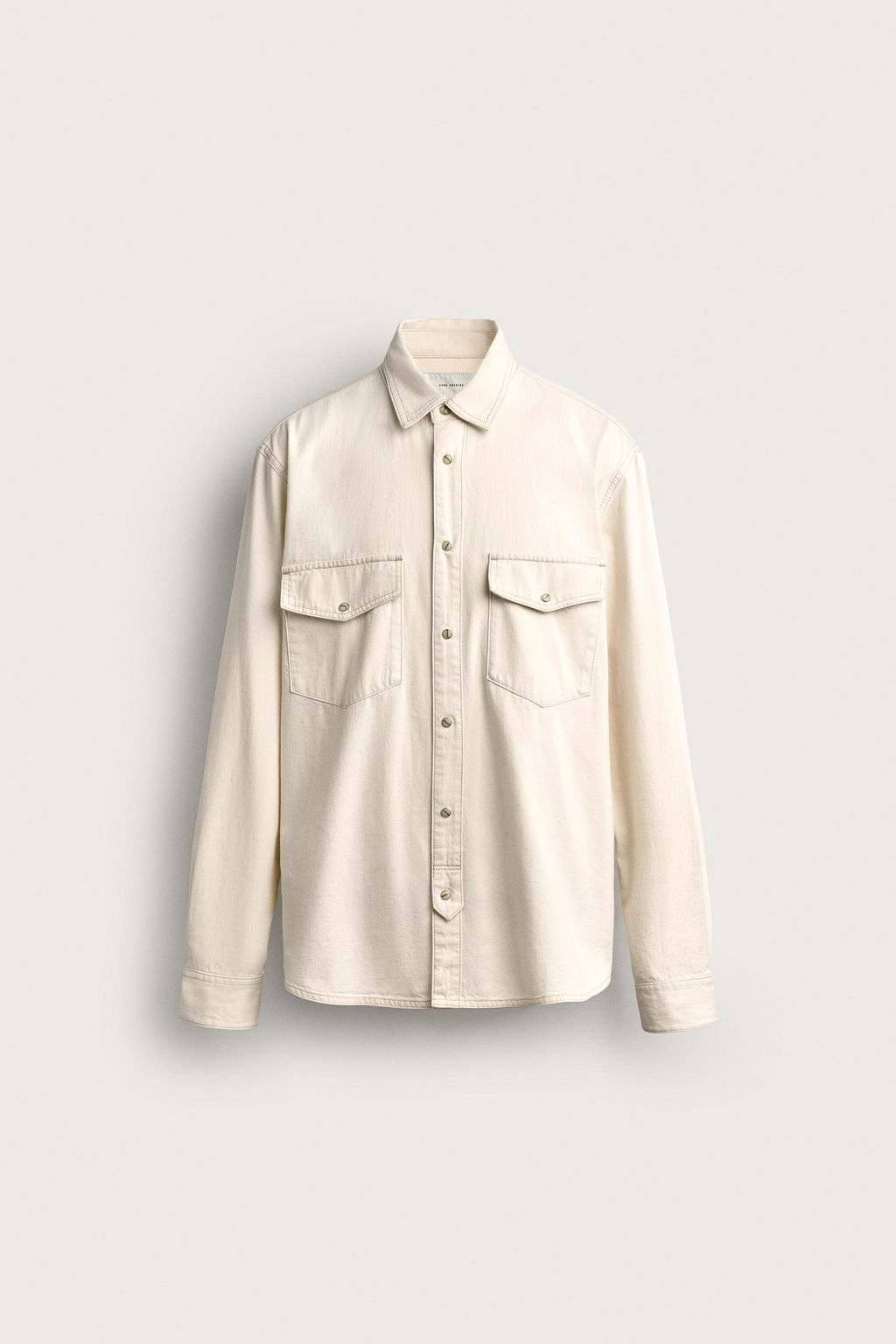 CAMISA DENIM PESPUNTES CONTRASTE / Crudo - Zara фото 6