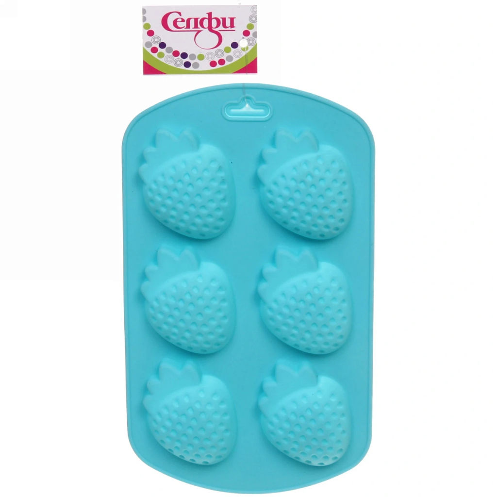 Цена за 6 шт. Форма для льда силиконовая "Клубнички" 19*11см