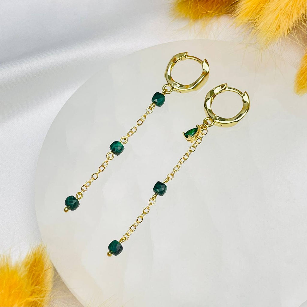 Серьги длинные из Малахита - Радуга самоцветов фото 2