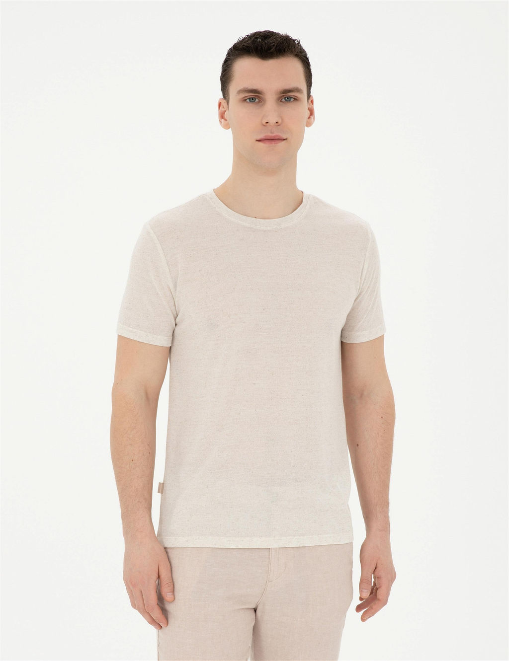 Bej Slim Fit Basic Ti__rt