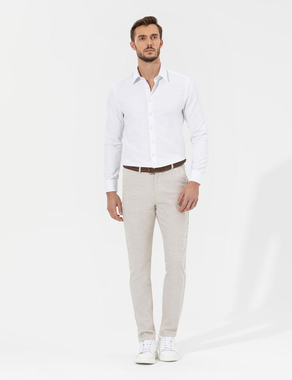 Bej Slim Fit Beli Lastikli Kanvas Pantolon - Pierre cardin фото 8