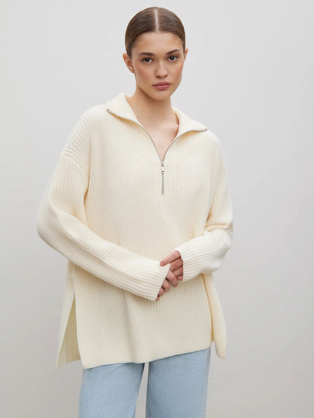 Мягкий свитер с кашемиром на молнии - Emka фото 3