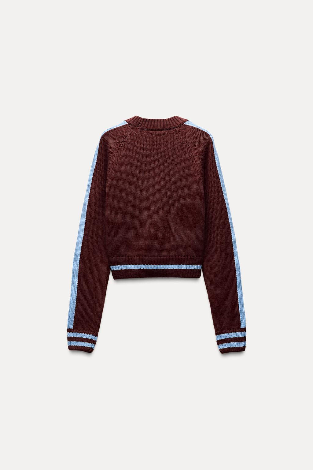 CROPPED KNIT SWEATER WITH TRIM - Zara фото 6