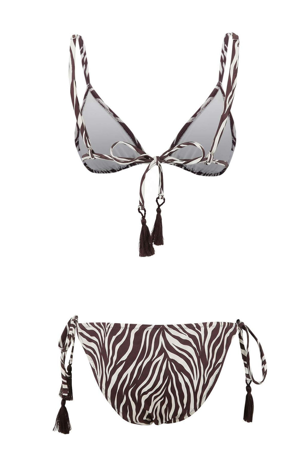 Zebra Desenli Ucgen Kapl? Puskul Detayl? Dusuk Bel Regular Bikini Tak?m? TBESS26BT00028