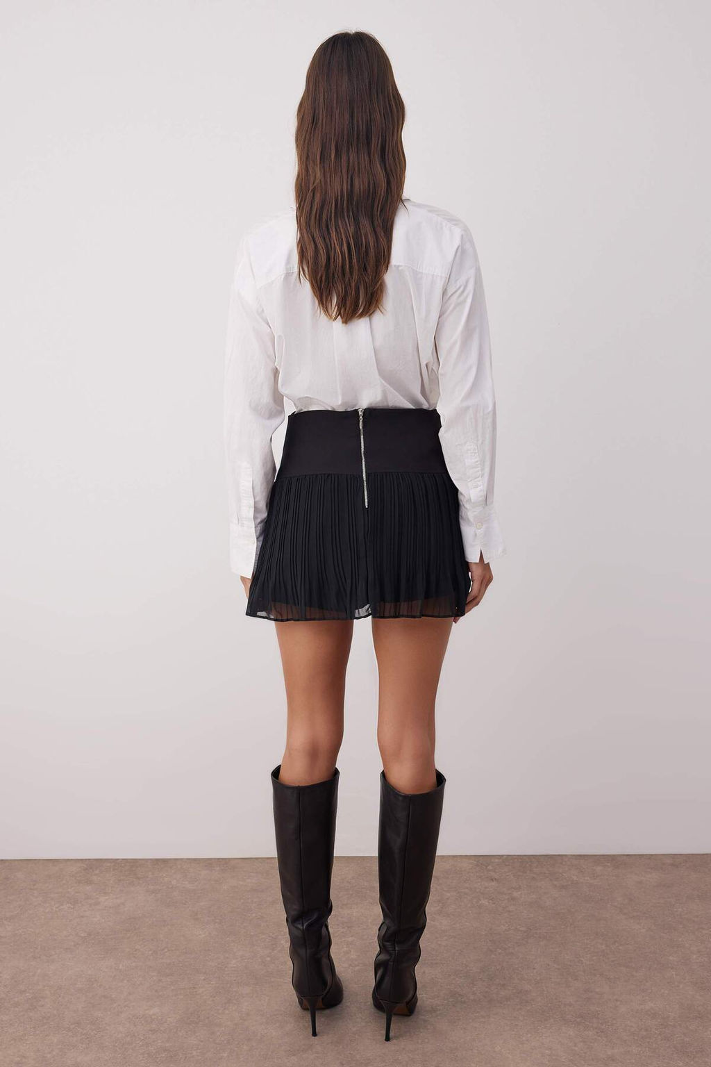 Siyah Astarl? Piliseli Dokuma Mini Sifon Etek TWOAW26ET00055