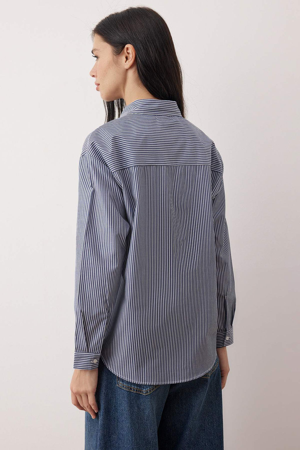 Bordo Cizgili Oversize/Genis Kal?p Gomlek TWOAW26GO00126 - Trendyolmilla фото 8