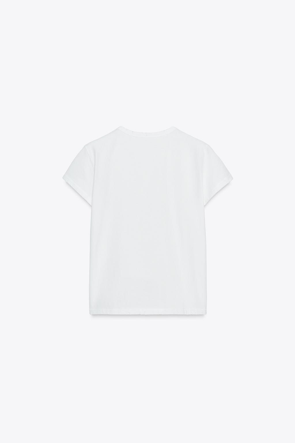 REGULAR RIPPED T-SHIRT - Zara фото 7
