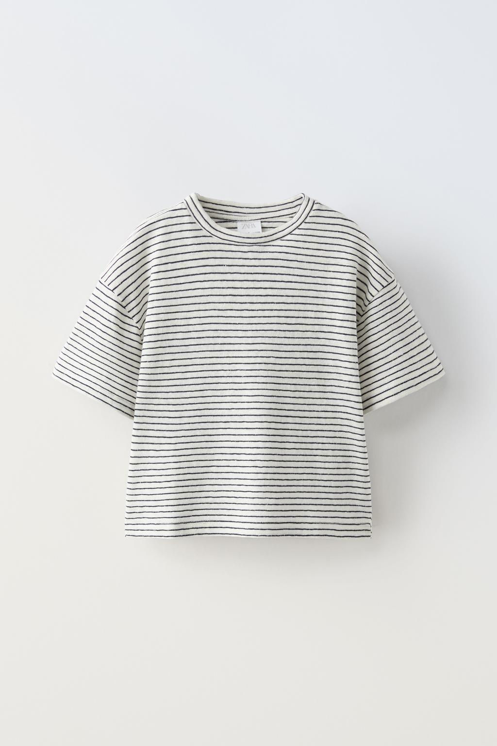 STRIPED COTTON AND LINEN T-SHIRT - Zara фото 4