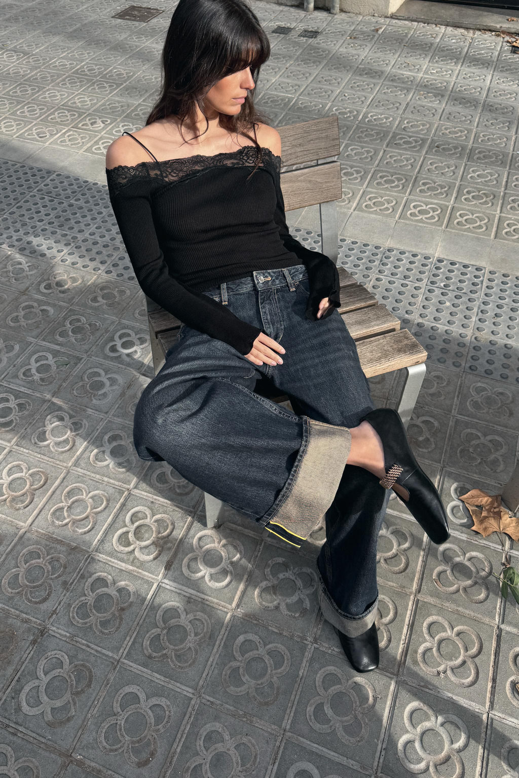 LEATHER BALLET FLATS WITH METAL STRAP - Zara фото 7