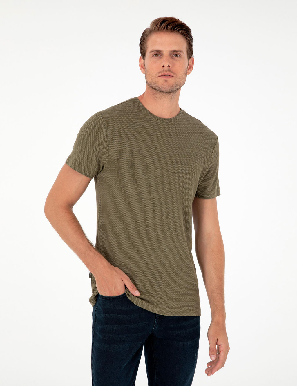 Haki Slim Fit Basic Ti__rt - Pierre cardin фото 10