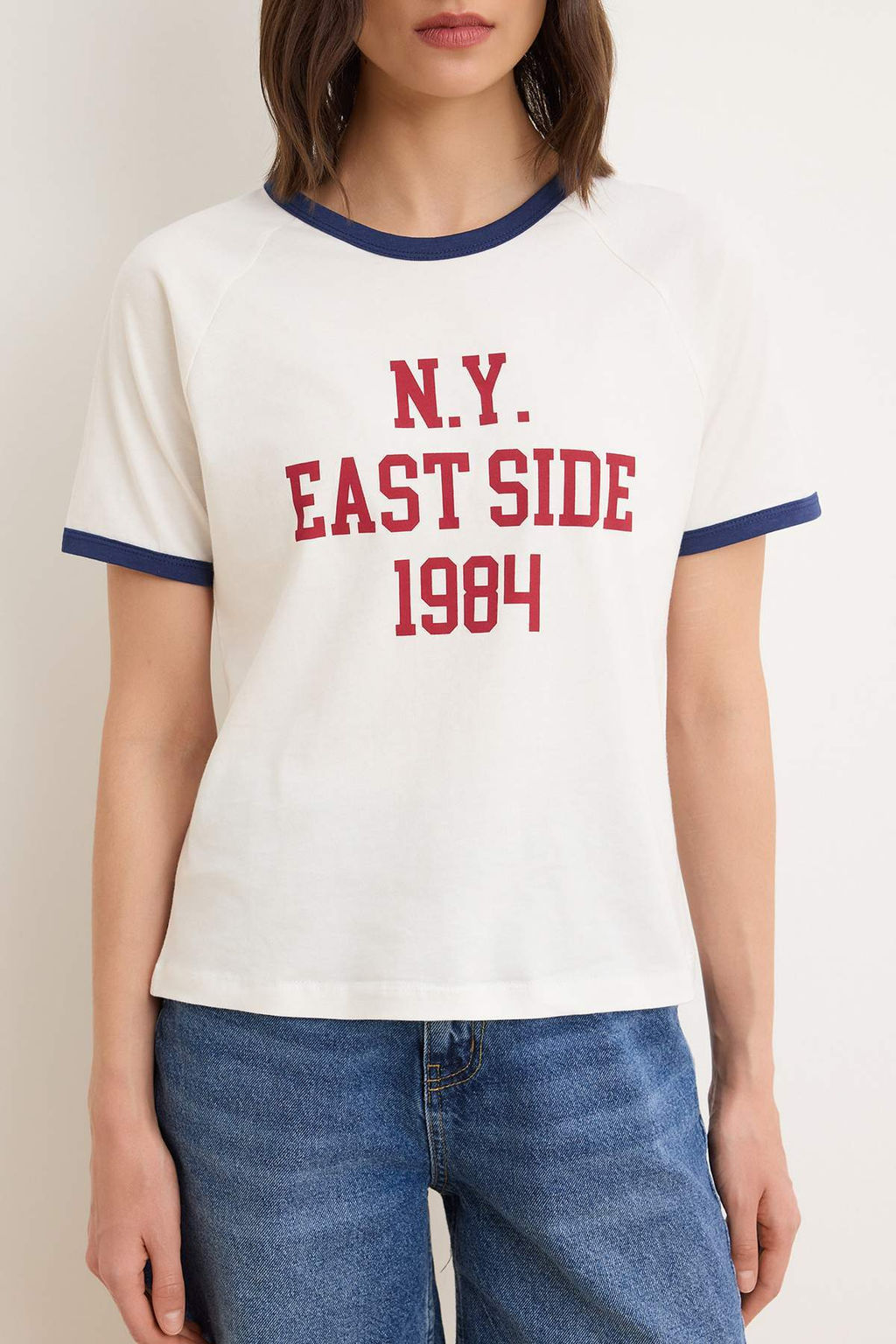 Kahverengi Slogan Regular Bisiklet Yaka Reglan Kol K?sa Tok %100 Pamuk Orme T-Shirt TWOSS26TS00205 - Trendyolmilla фото 7