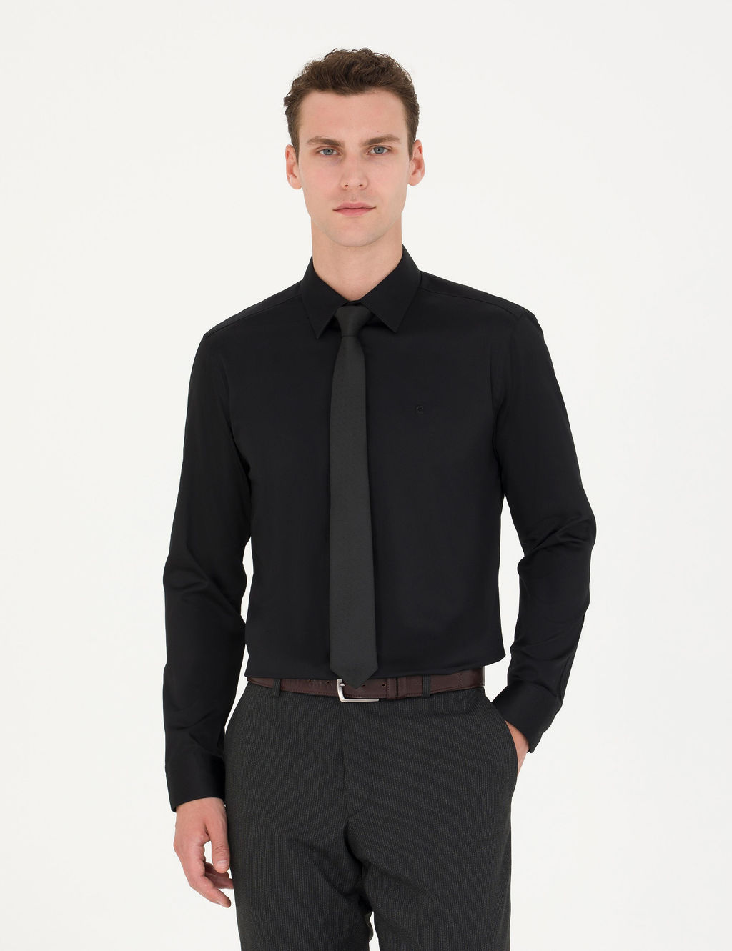 Siyah Slim Fit Uzun Kollu Basic G_mlek - Pierre cardin фото 10