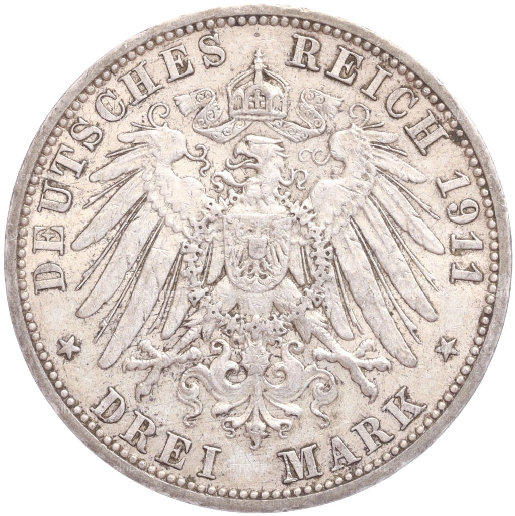 Монета 3 марки 1911 года А Германия (Пруссия)