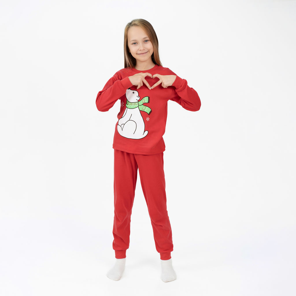 Пижама детская красная медведь ПЖ-1818 (158, 84)