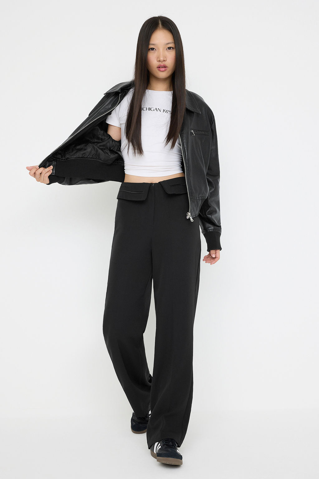 Teen Siyah Kemer Detayl? Wide Leg/Genis Paca Pantolon TWOAW26PL00035