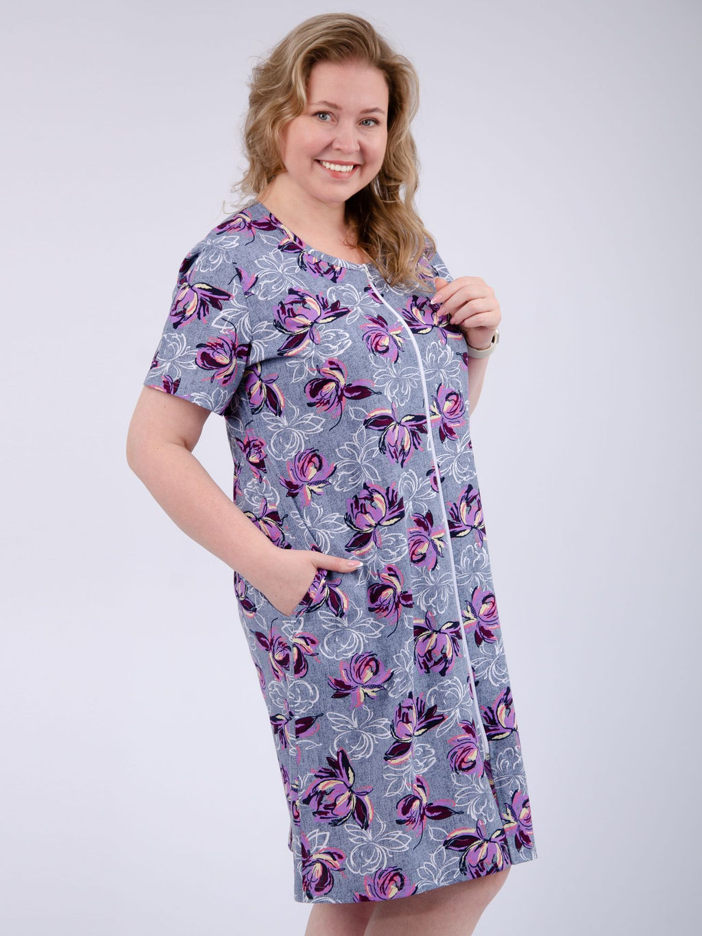 Халат "Рената" кувшинки, трикотаж