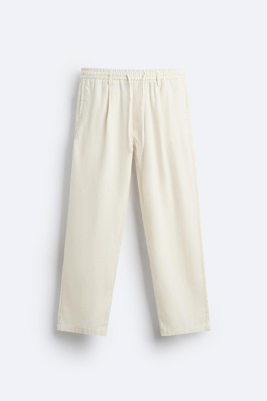 PLEATED COTTON - LINEN TROUSERS - Zara фото 7