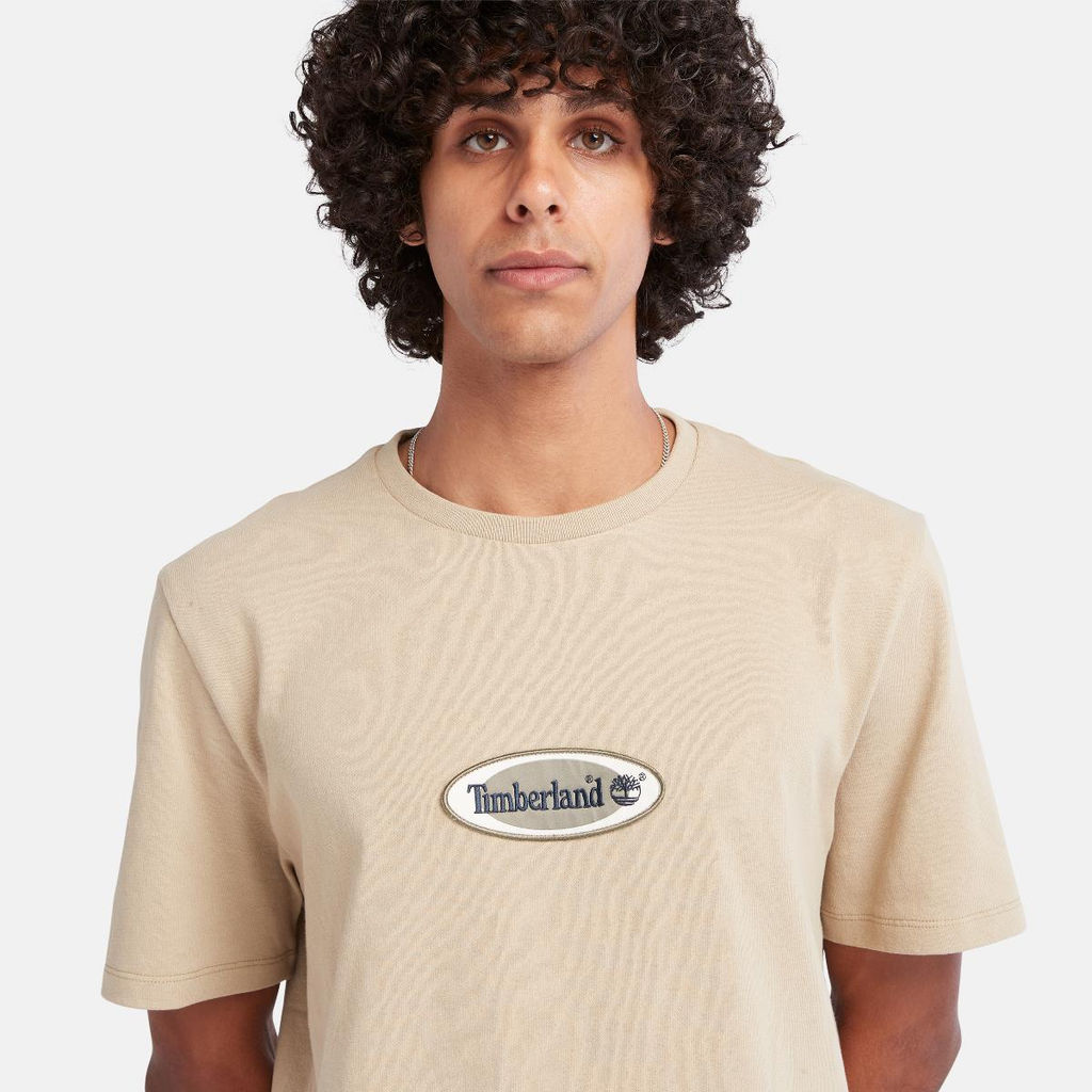 Футболка Timberland T-Shirt Oval Logo Authentic Fit бежевая  фото 6
