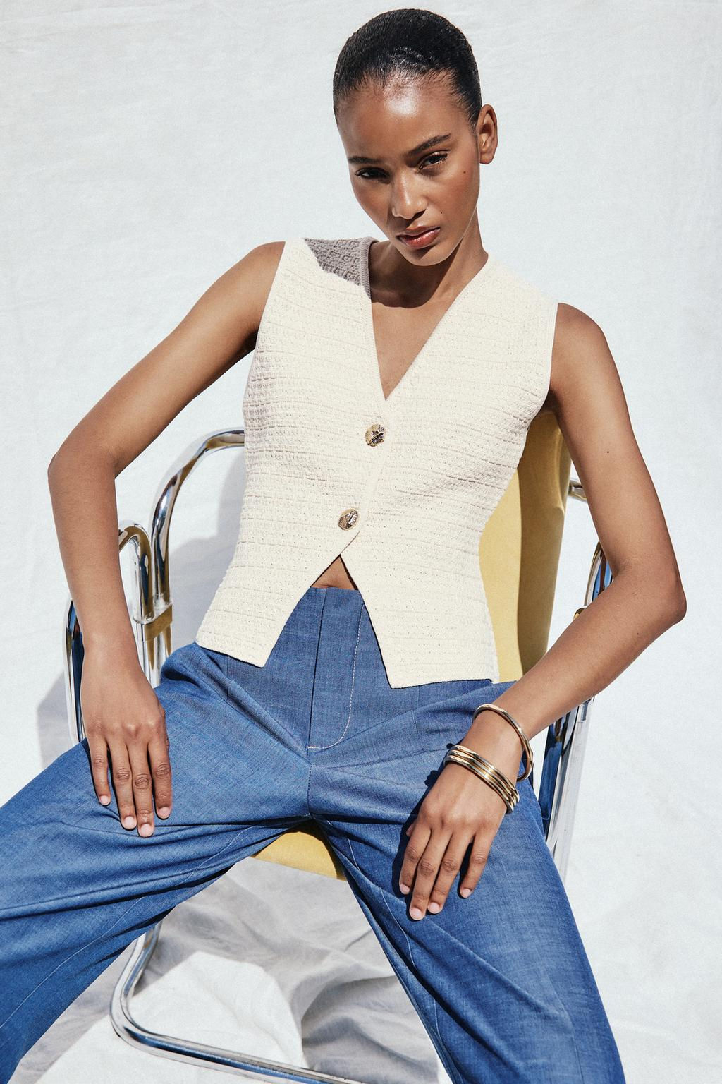 TEXTURED KNIT WAISTCOAT - Zara фото 3