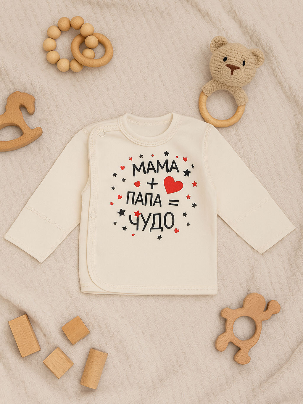 Распашонка ясельная молочная МамаПапаЧудо