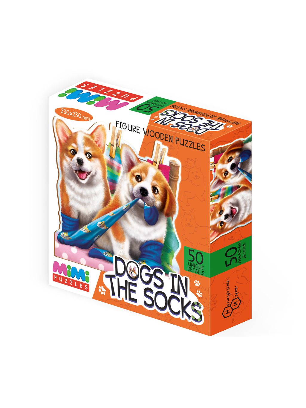 MIMI Puzzles Фигурный деревянный пазл "DOGS IN THE SOCKS" арт.8419 ( 555 ) /36
