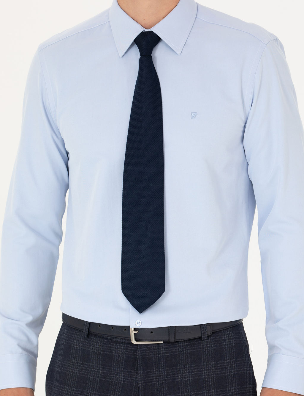 A__k Mavi Slim Fit Uzun Kollu Basic G_mlek