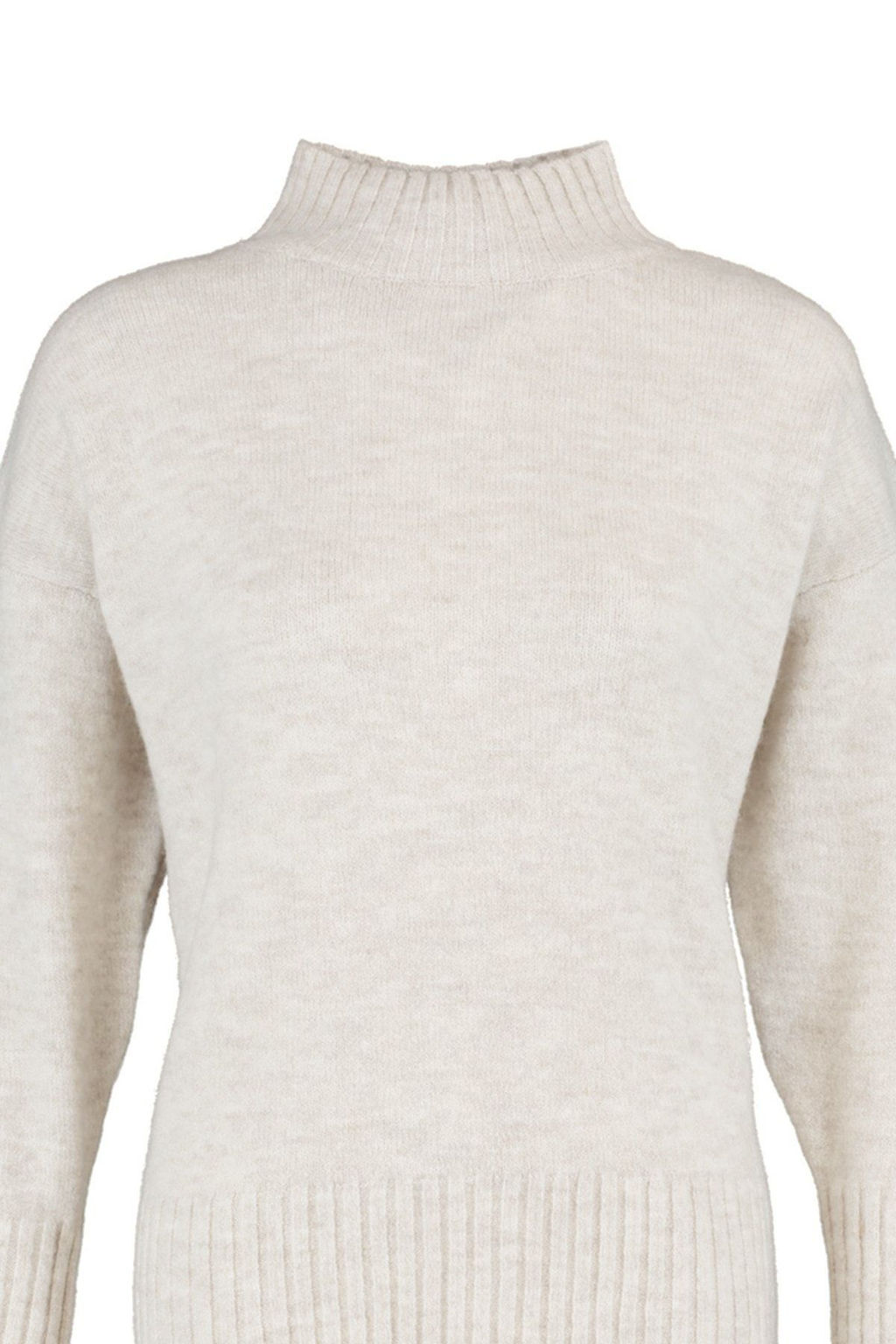 Ekru Genis Kal?p Yumusak Dokulu Basic Triko Kazak TWOAW23KZ00490