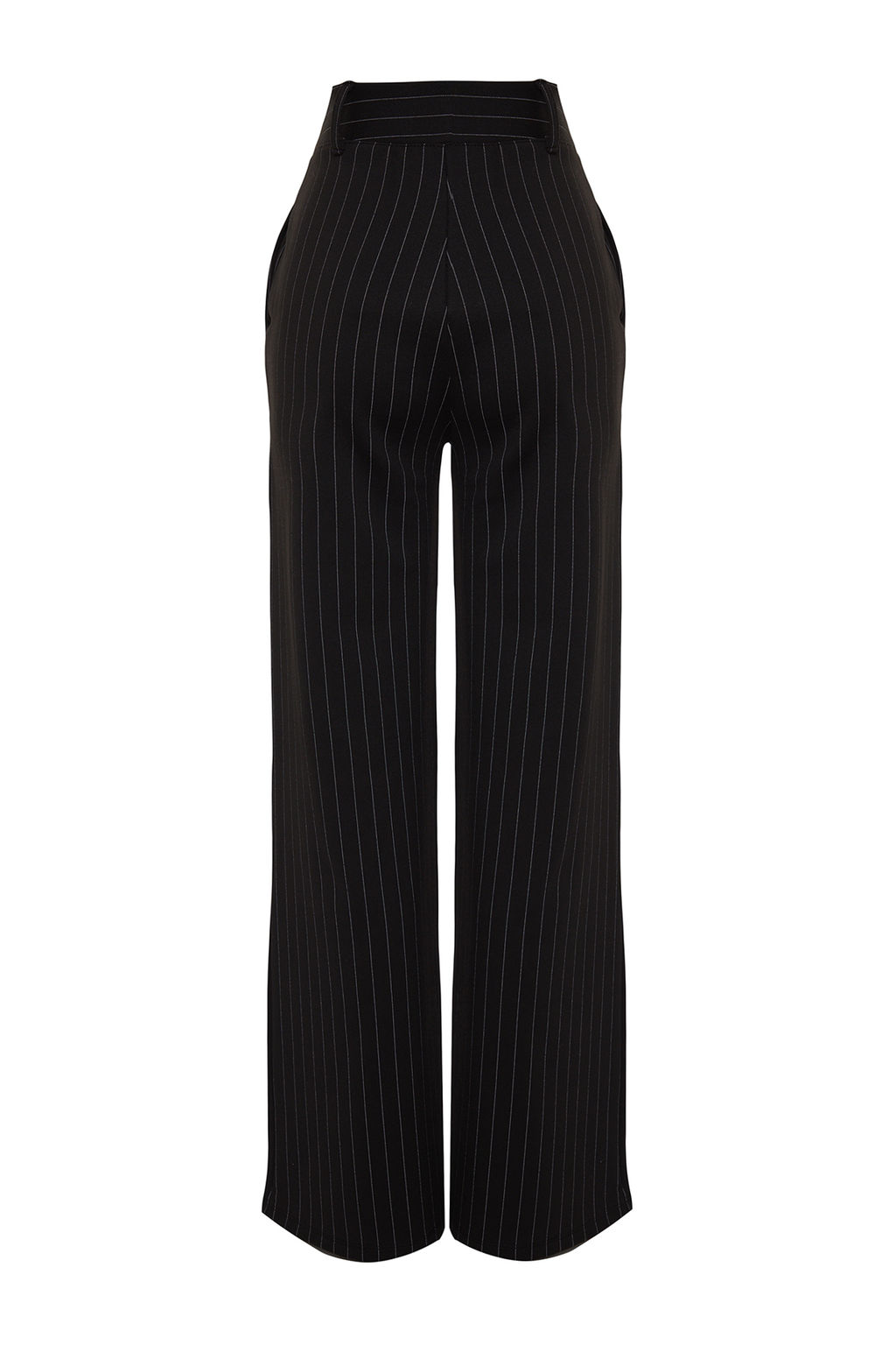 Siyah Cizgili Straight Fit Yuksek Bel Orme Pantolon TWOAW24PL00222 - Trendyolmilla фото 7