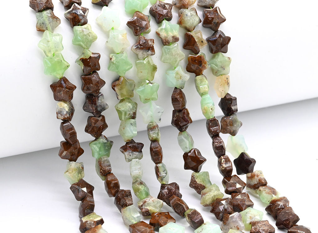 Бусины для творчества Звезды из хризопраза 8*8мм с гранями, 37см, 50 бусин Радуга камня