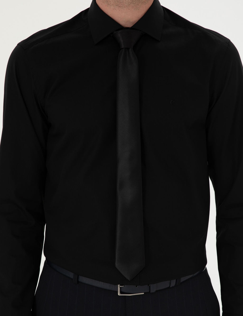 Черная классическая хлопковая рубашка приталенного кроя - Cacharel фото 6