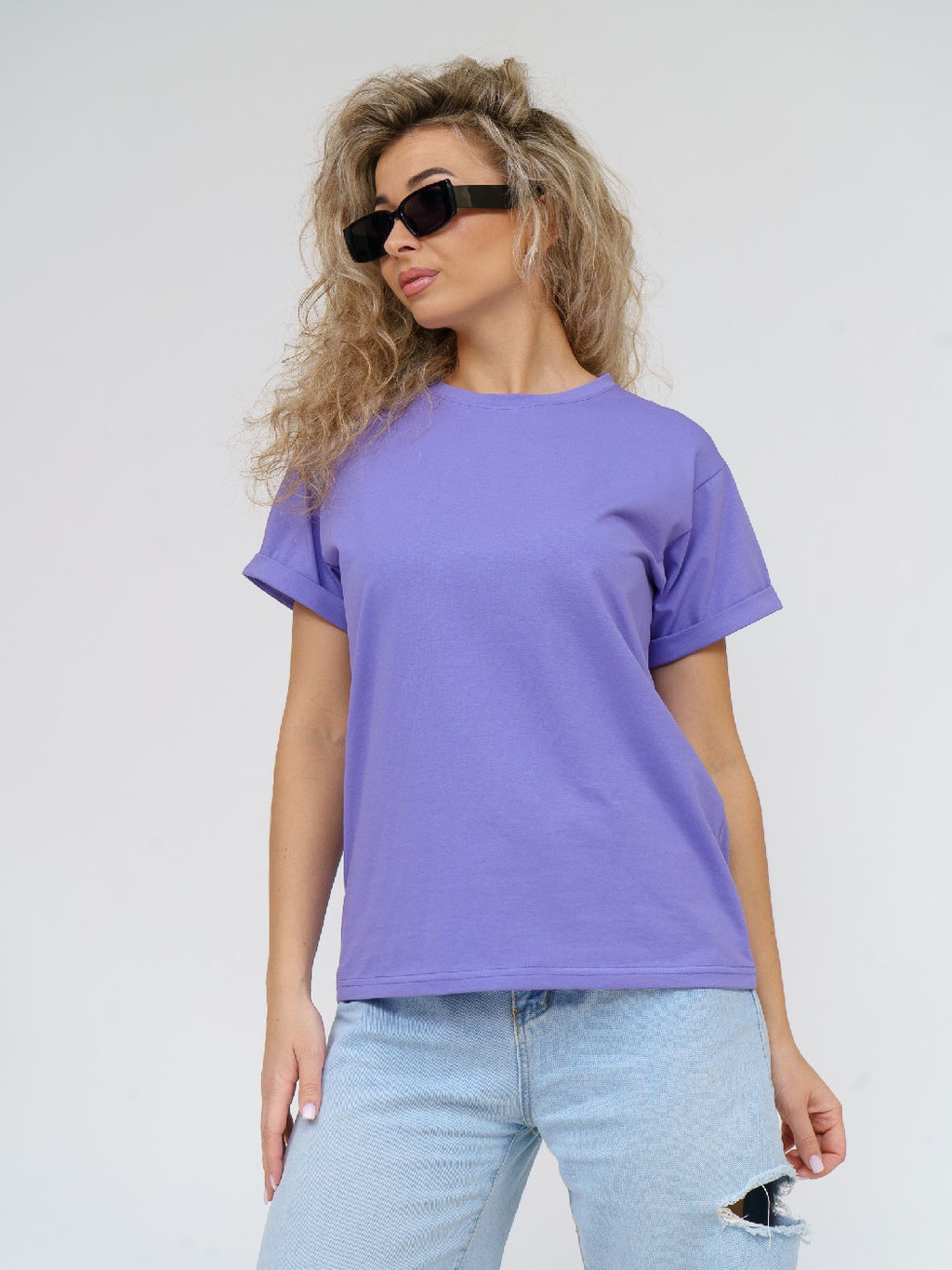 Футболка Хлопок 95%, лайкра 5% Классика аква - Ивассорти фото 81