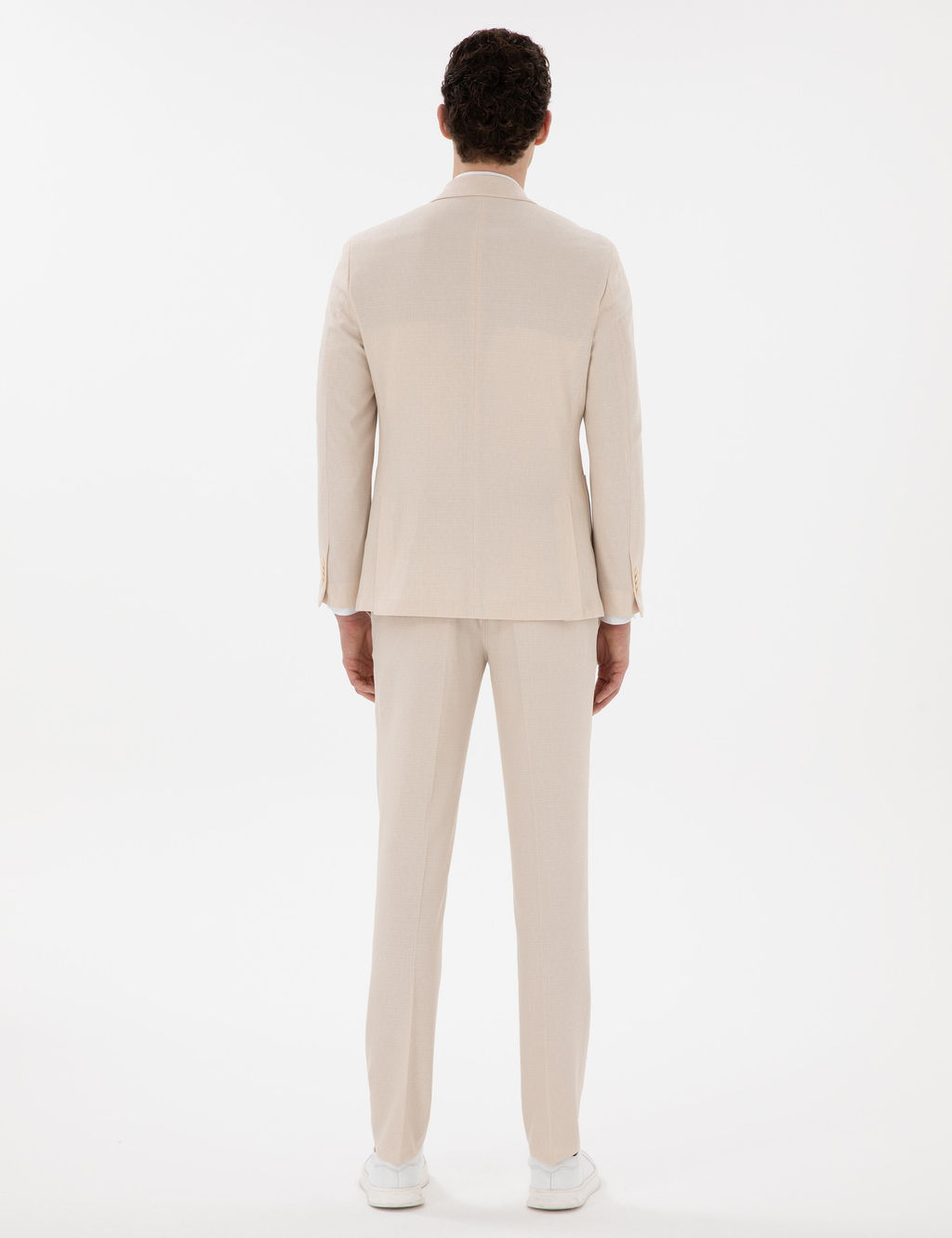Bej Ex. Slim Fit Kruvaze Tak_m Elbise