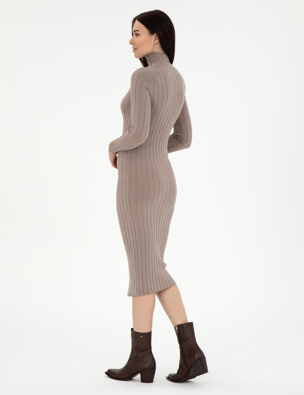 Krem Melanj Ex. Slim Fit Triko Elbise - Pierre cardin фото 4