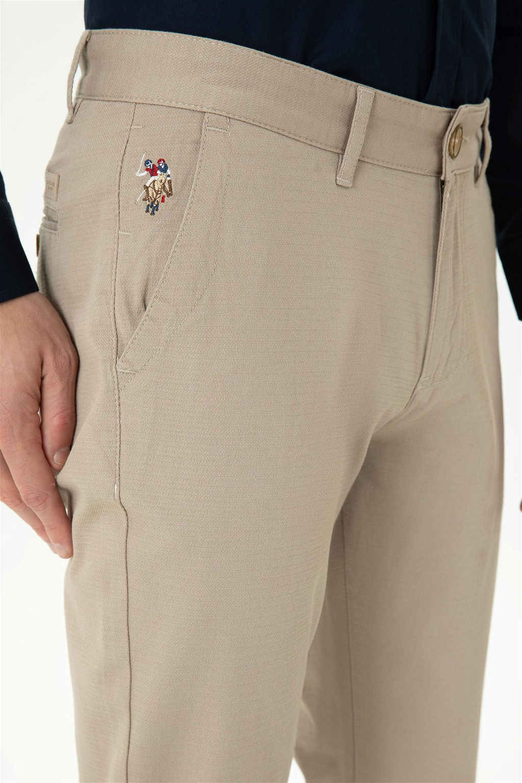 U. S. Polo Assn / Мужские темно-бежевые брюки из плотной ткани - U.s. polo assn фото 5