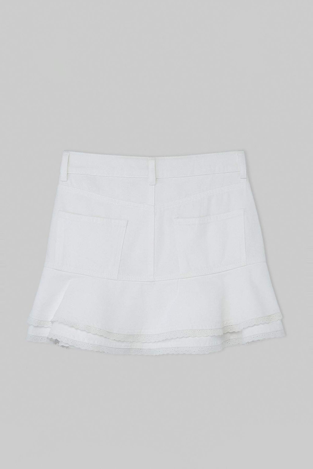 Beyaz Volanl_ Dantel Detayl_ Mini Denim Etek TWOSS26ET00186 - Trendyolmilla фото 6