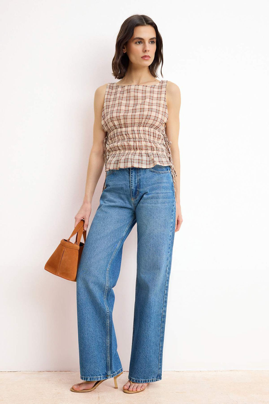 Bej Yanlar? Baglama Detayl? Dokuma Bluz TWOSS26BZ00531 - Trendyolmilla фото 2