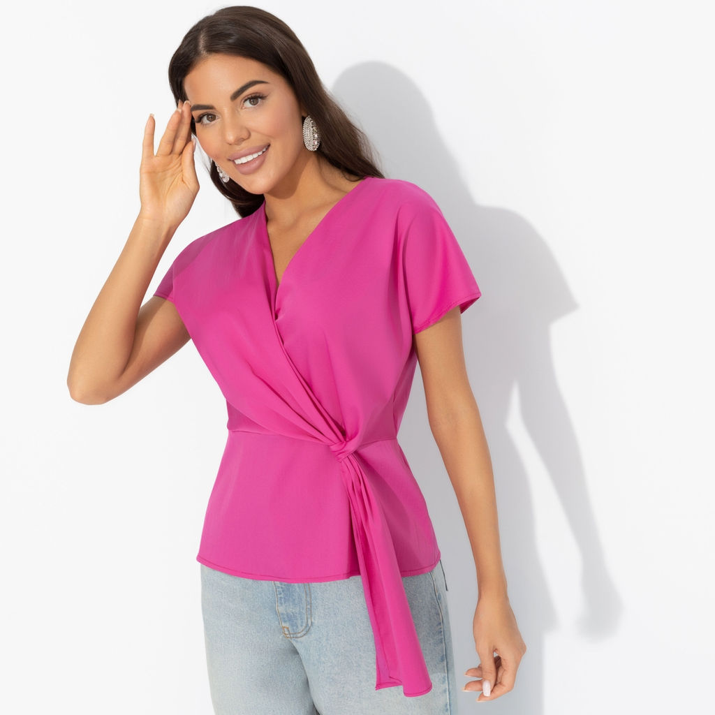 Блуза с декоративной драпировкой Откройся желаниям (фуксия) - Charutti фото 12