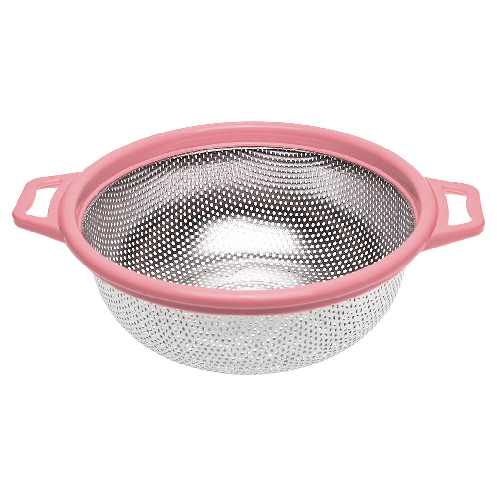 Дуршлаг из нержавеющей стали Гурман колор д23,5см h9,7см, 2,3л, s0,40мм, пластмассовый ободок с ручками - цвета микс, на ножках (Китай) - Домашняя мода фото 3