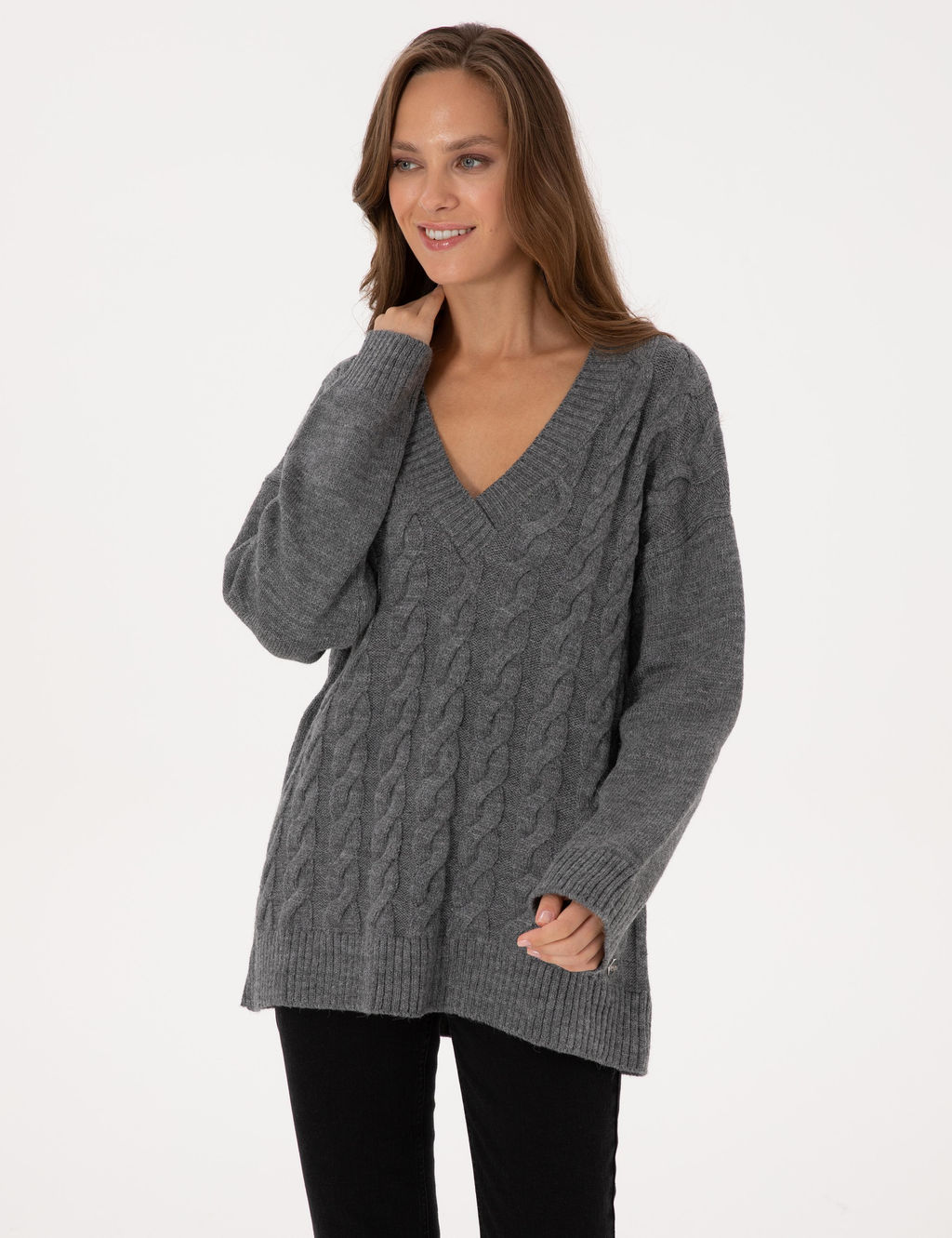 Gri Melanj Comfort Fit Kazak - Pierre cardin фото 3