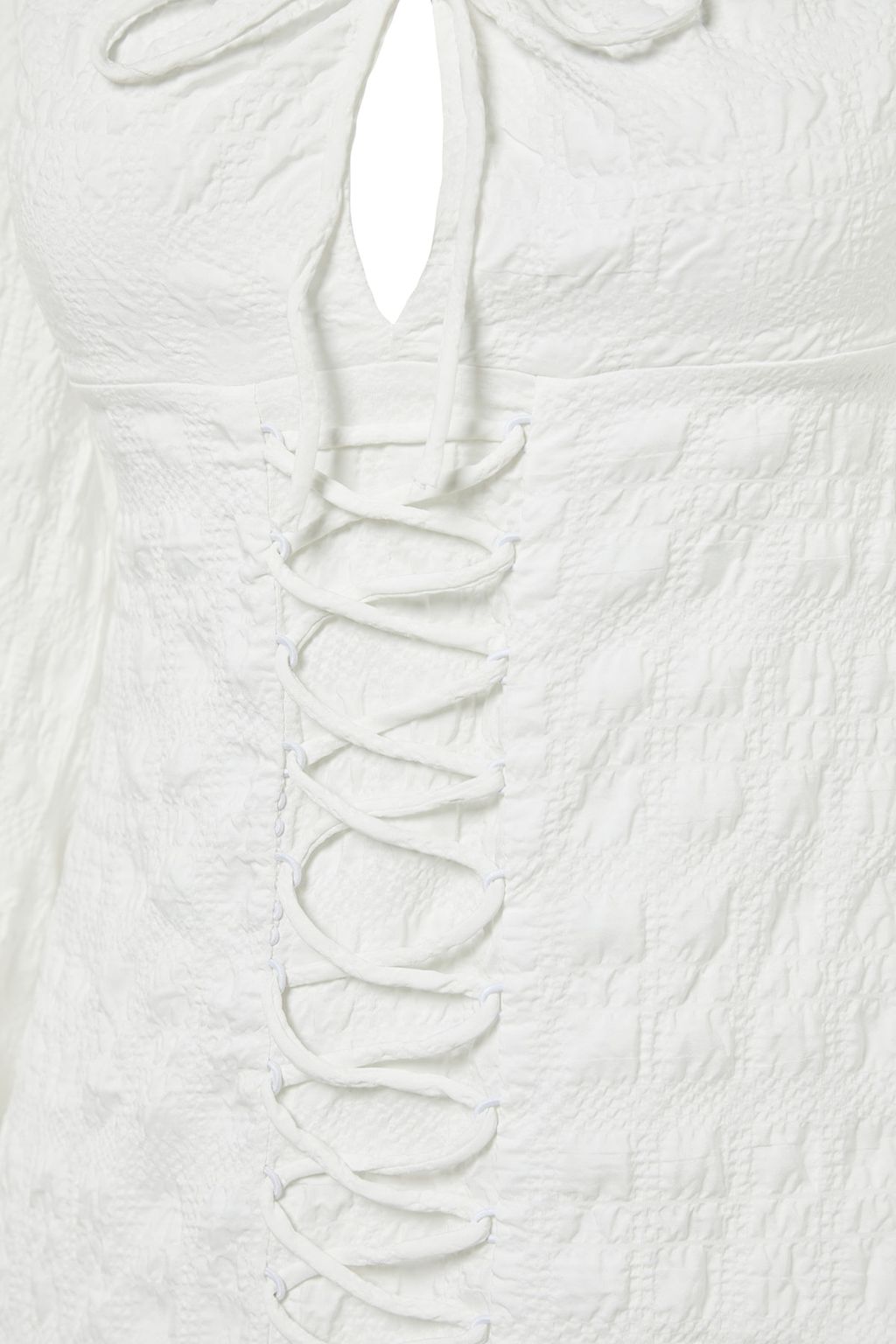 TRENDYOLMILLA Bridal Ekru Vucuda Oturan Dokulu Astarl? Dokuma K?sa Dugun/Nikah S?k Abiye Elbise TPRSS23EL00024  фото 16