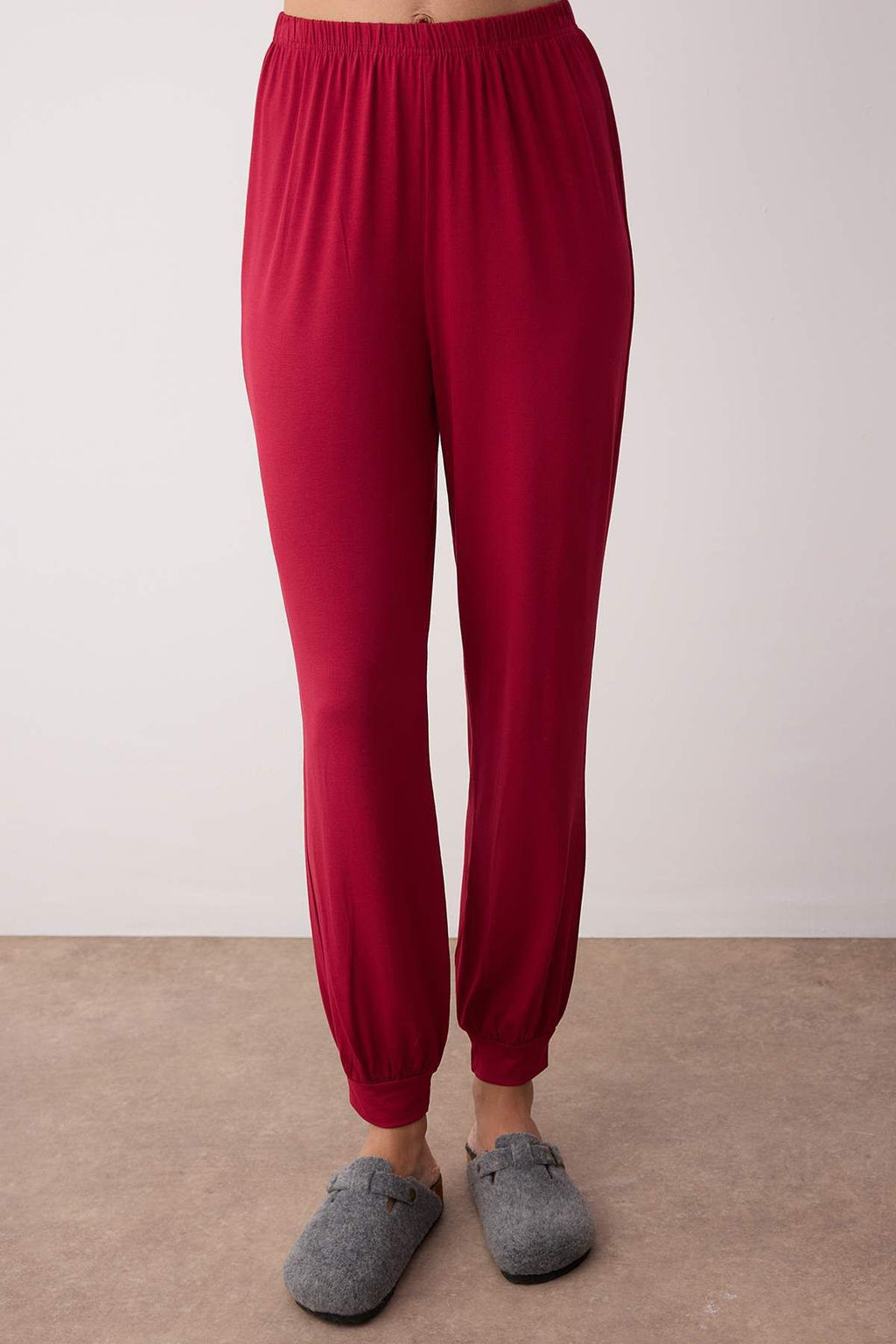 Bordo Duz Viskon Suprem Orme Pijama Tak?m? THMAW26PT00019