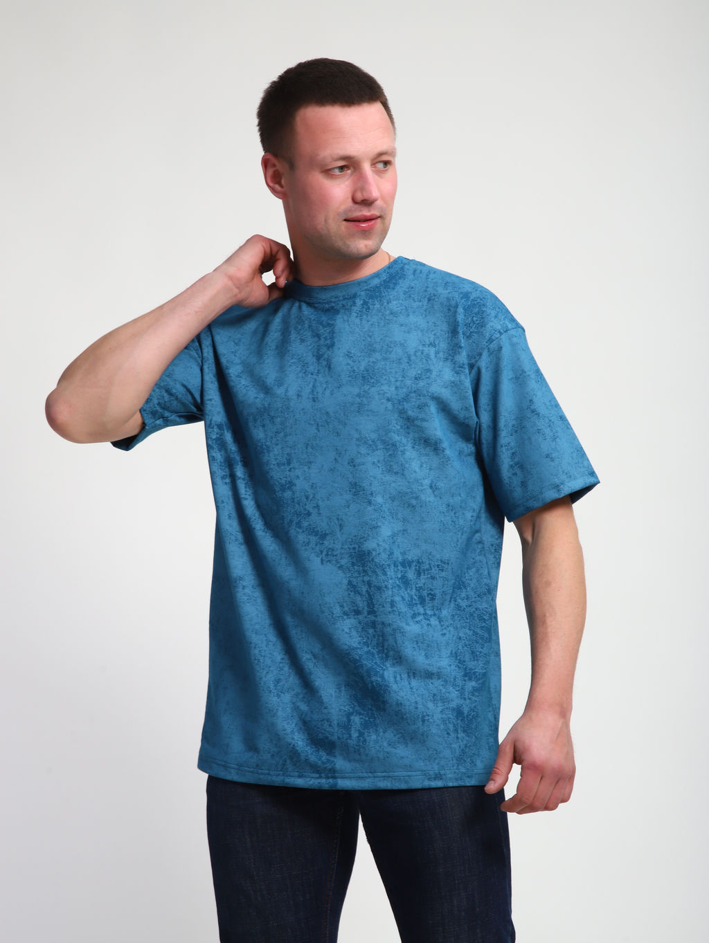 М460 Футболка оверсайз футер (индиго винтаж)